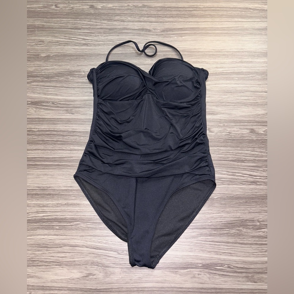 Liz Claiborne Black One Piece Swim Suit Size 10